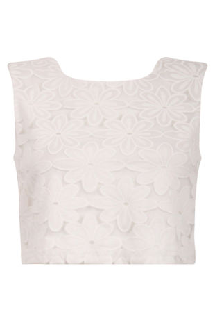 White Crochet Floral Lace Top