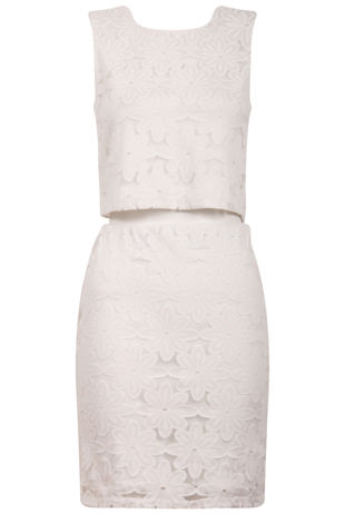 White Crochet Floral Lace Top & Skirt Set