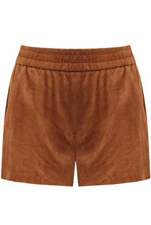 Camel Suede Look Shorts
