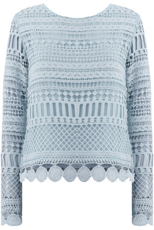 Blue Cut Out Textured Top
