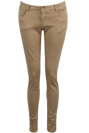 Beige Button Up Skinny Jeans 