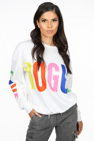 White Multicolour Vogue Sweatshirt