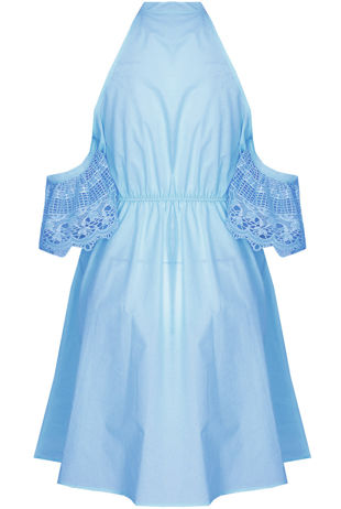 Crochet Mesh Insert Front Tie Up Day Dress in ROSE-Copy