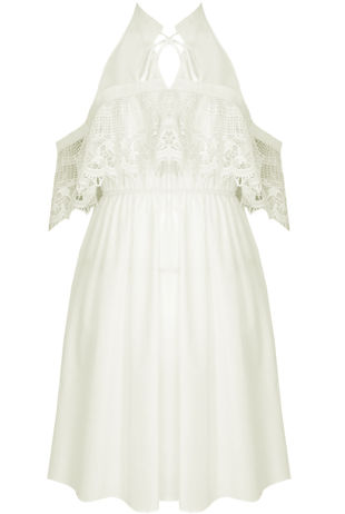 Crochet Cold Shoulder Shift Dress in BLUE-Copy