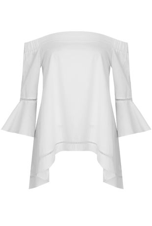 Off Shoulder Bell Sleeve Top in WHITE