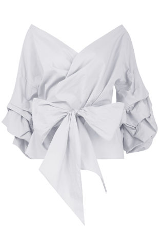 White Cross Over Layered Sleeve Crop Tops