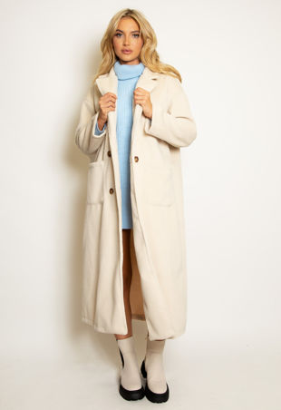 Beige Long Line Duster Coat
