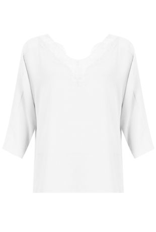 White Low Back Lace Trim Tops