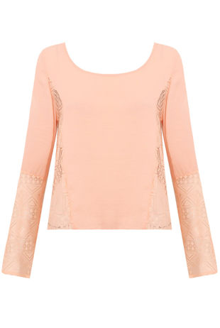 Pink Lace Embroidered Tops