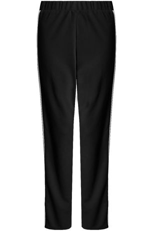Black Side Ribbon Trim Trousers