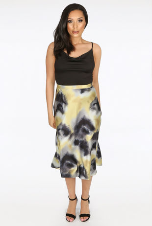 Yellow Watermark Splatter Bias Skirt