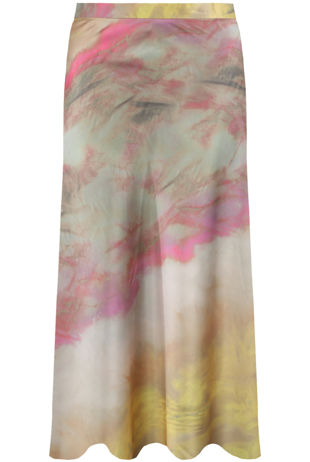 Pink Watermark Splatter Bias Skirt