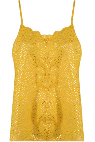 Foil Button Up Cami in Yellow