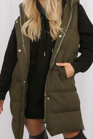 Hooded Longline Puffer Gilet
