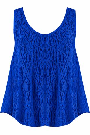 Royal Blue Lace Textured Sleeveless Top