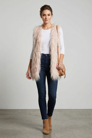 Beige Faux Fur Gilet