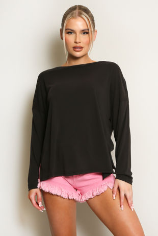 Black Long Sleeve Casual Top