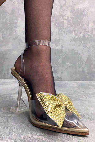 Gold Diamante Cake Stand Heeled Courts