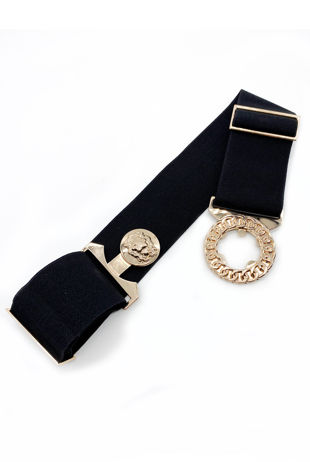 Elasticated Waist Belt With Gold Lion Buckle