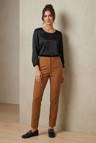 Camel Tailored Straight Pants