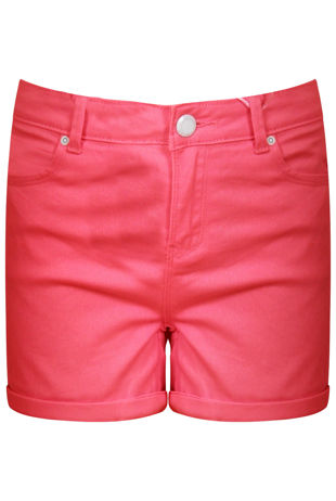 Fuchsia Denim Turnover Hemline Shorts