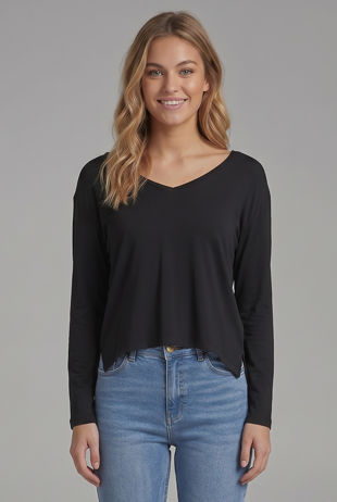 Dark Grey Wide Neck Textured Tops