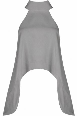 Grey Turtle Neck Asymmetric Tops