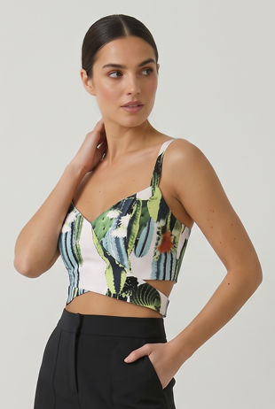 Cream Floral Cross Pattern Bralet