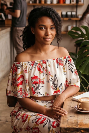 Floral Print Off Shoulder Tops