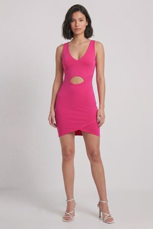 Fuchsia Cut Out Bodycon Mini Dress