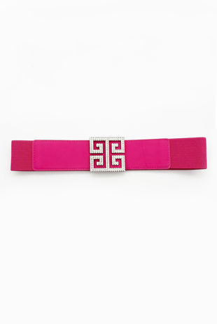 Fuchsia Diamante Buckle Waist Belt