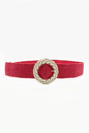 Fuchsia Shell Buckle Woven Belt