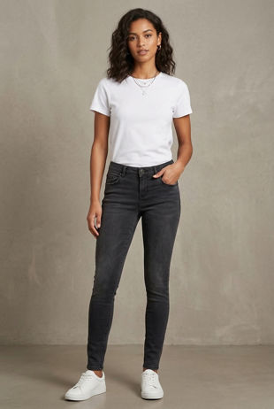 Dark Grey Denim Button Up Skinny Jeans