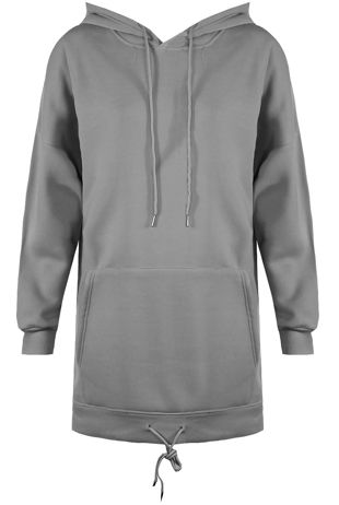 Grey Patch Pocket Hoodie Dress