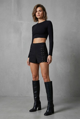 Black Lace Lock Shorts