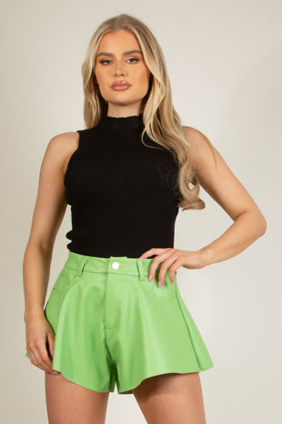 Black Ribbed Knit High Neck Top