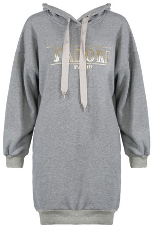 Grey JAdore Slogan Hooded Dress