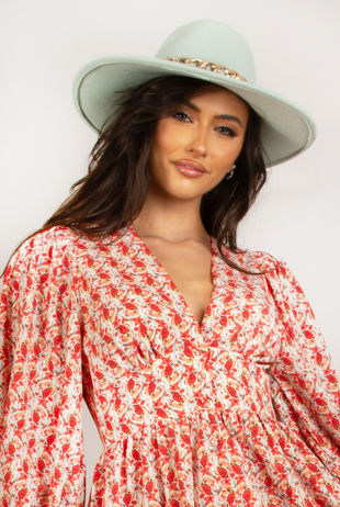 Mint Chain Felt Fedora Hat