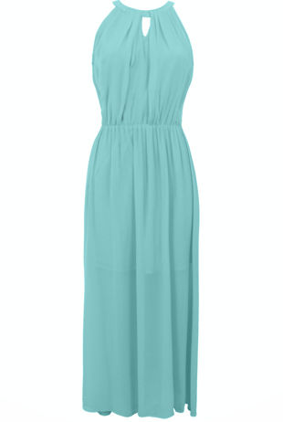 Mint Green Halterneck Chiffon Sheer Maxi Dress