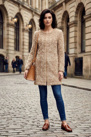 Beige Long Mohair Coat