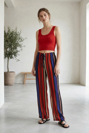 Royal Multi Stripes Wide Leg Trouser