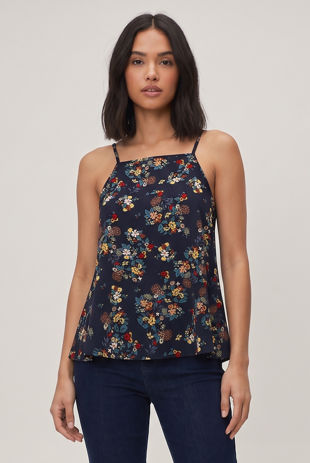 Blue Floral Printed Swing Cami
