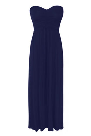 Navy Strapless Bandeau Block Colour Maxi Dresses
