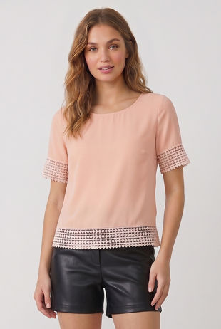 Pink Open Back Short Sleeve Top