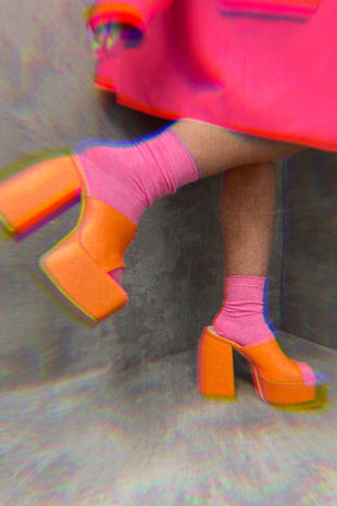 Orange Open Toe Platform Heel