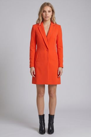 Orange Double Breast Long Coat
