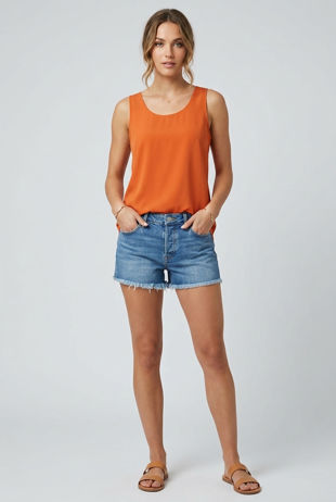Orange Muscle Back Sleeveless Tops