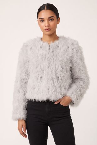 Ostrich Feather Jacket In White