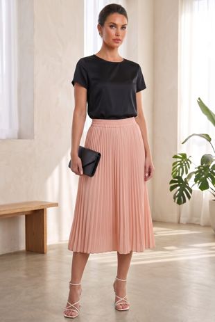 Rose Elasticated Waist Pleated Flare Skirt