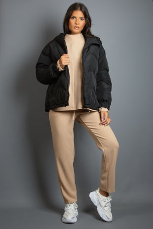 Black Hooded Puffer Jacket